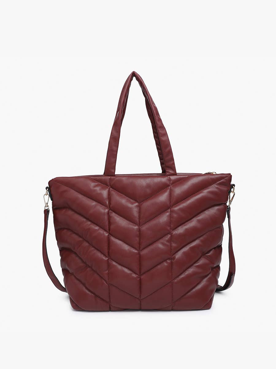 Maroon Quilted Chevron Tote
