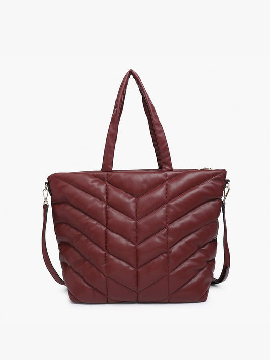 Maroon Quilted Chevron Tote