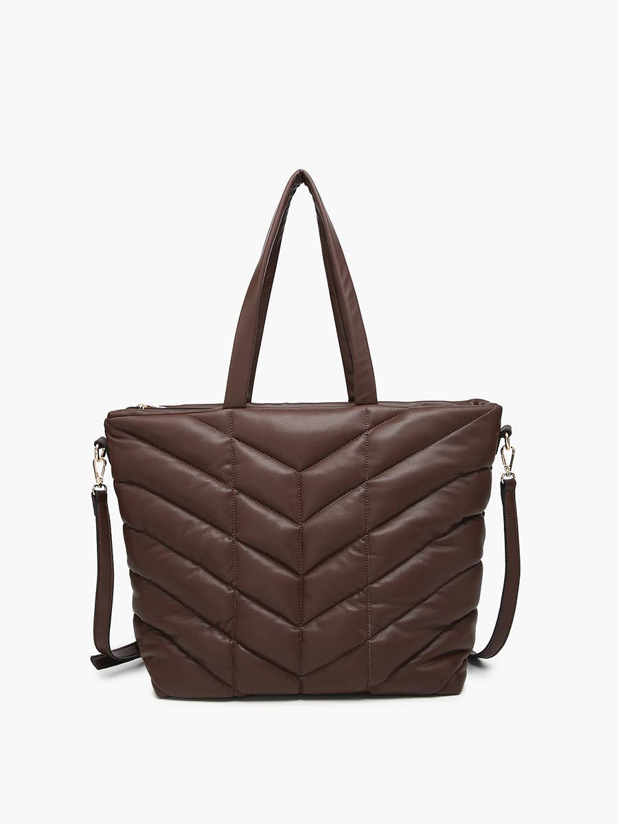 Maroon Quilted Chevron Tote