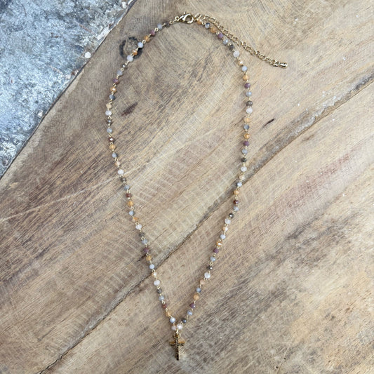 Cross Gemstone Necklace