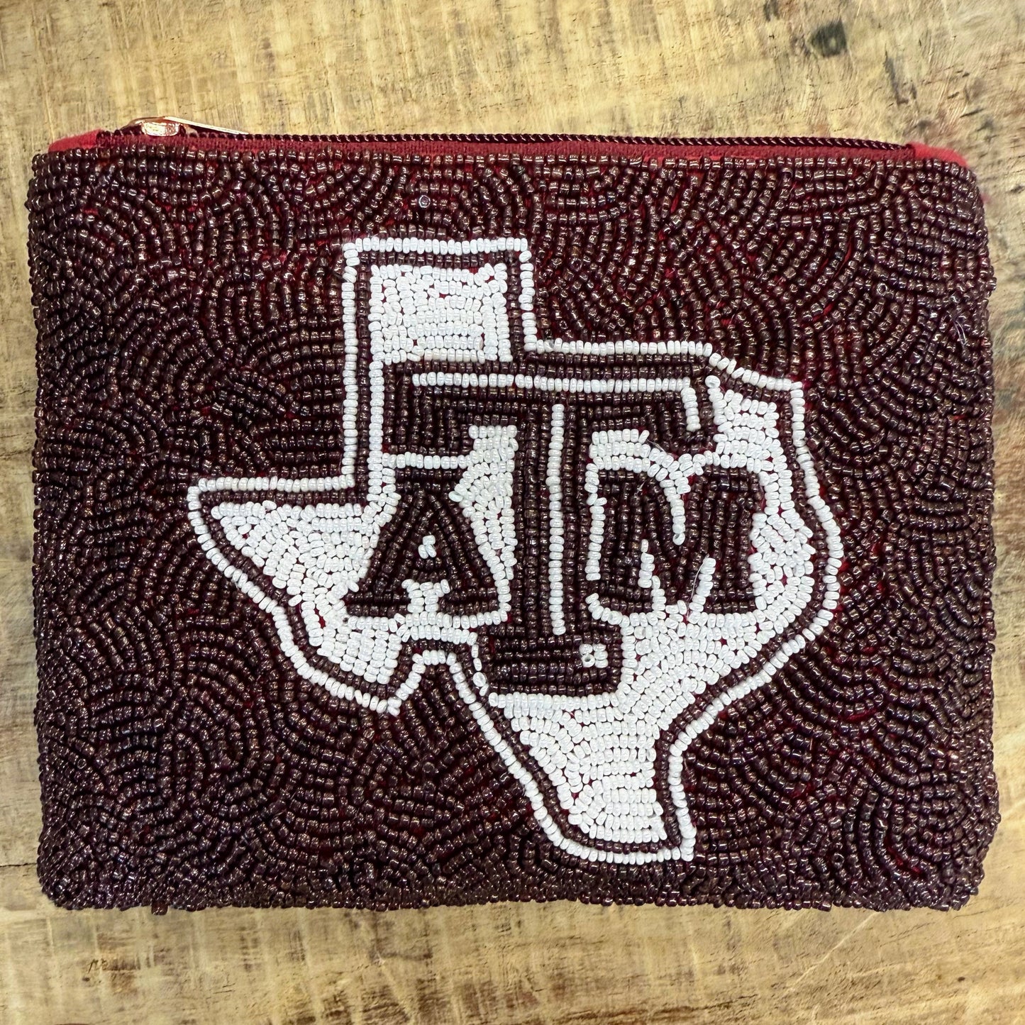 aTm Beaded Privacy Pouch - Maroon