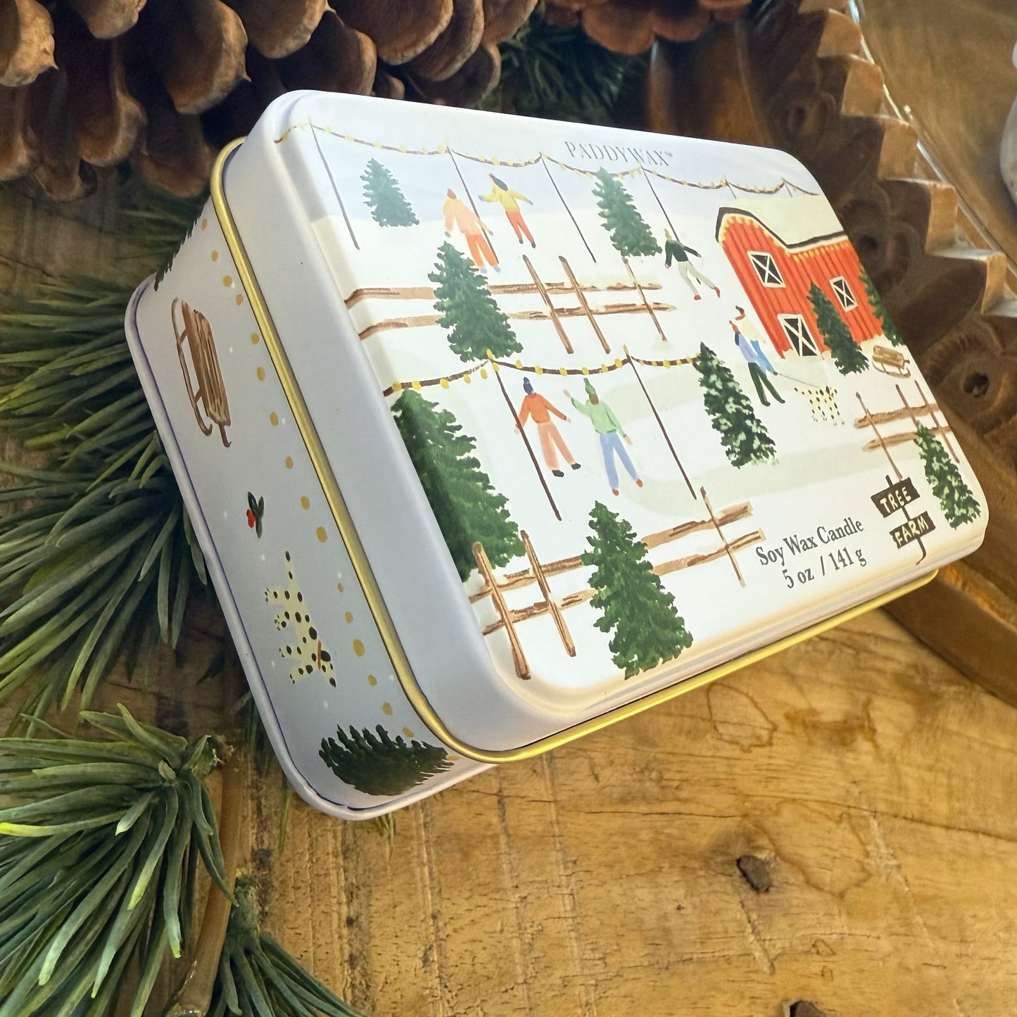 Blue Candle Holiday Tin