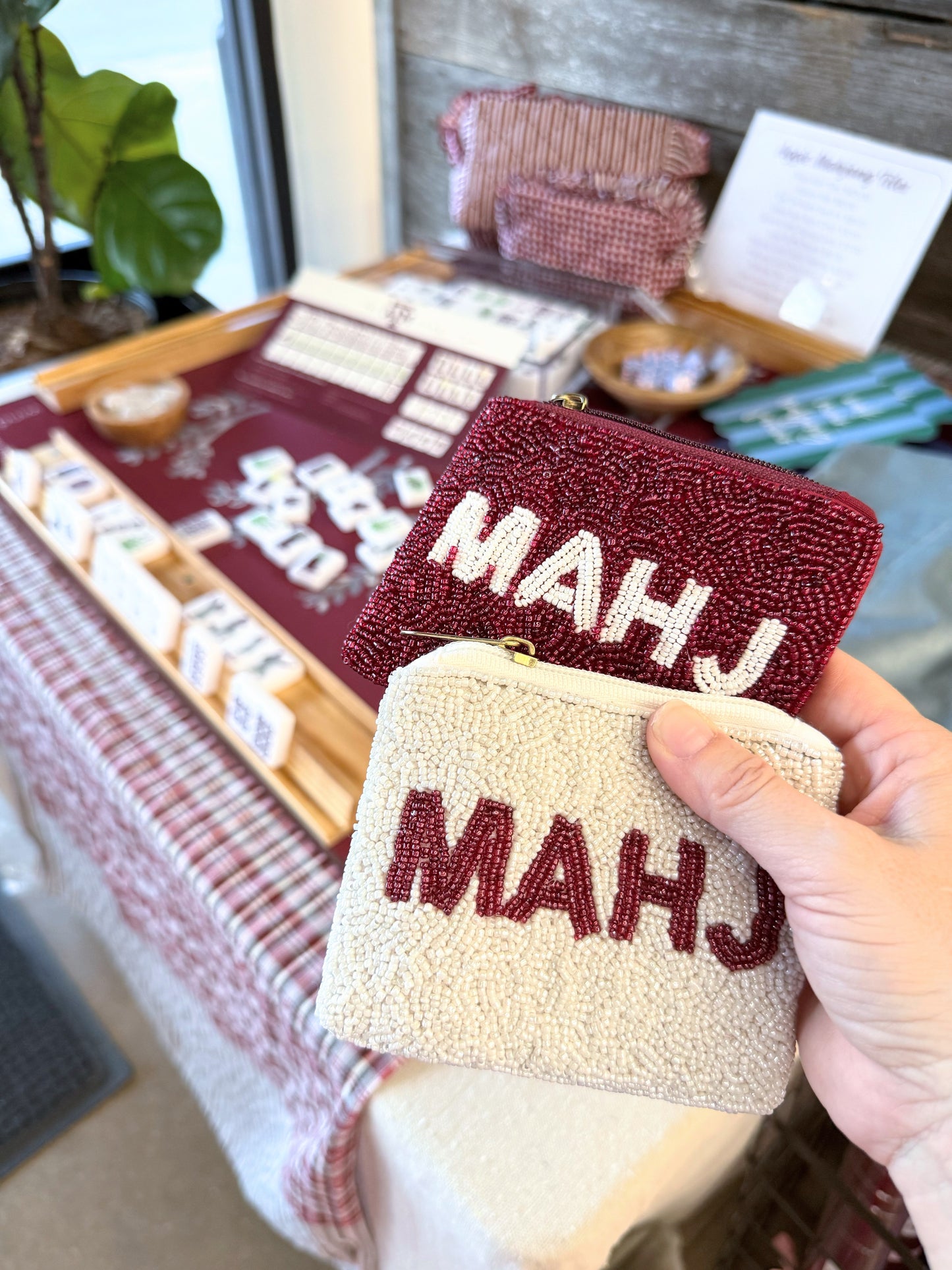Dice & Mahj Money Mini Beaded Pouch