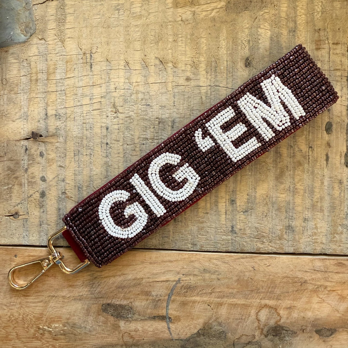 Gig ‘Em Beaded Wristlet - Maroon