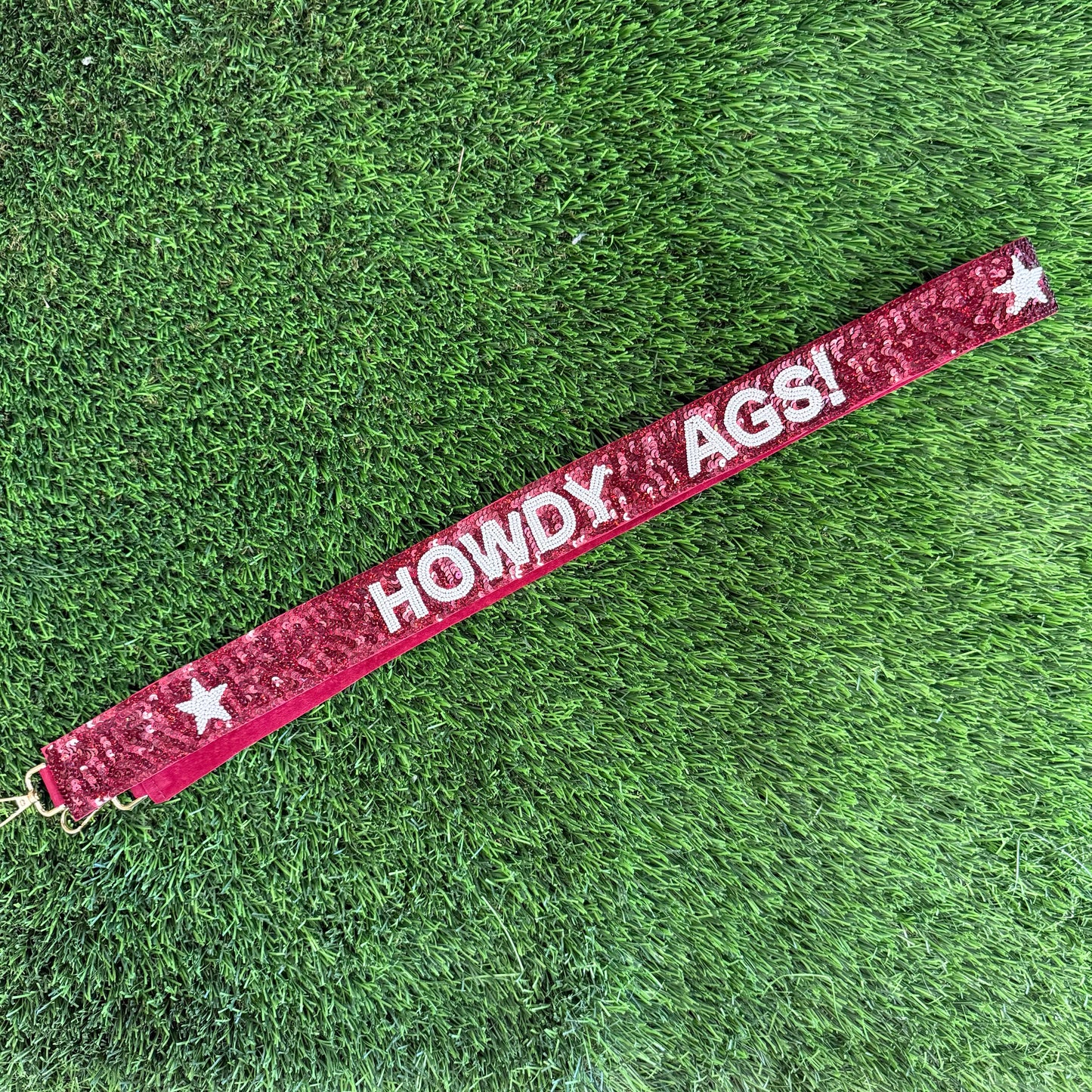 Howdy Ags Maroon Sequin Purse Strap - 1.5"