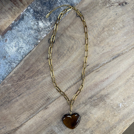 Marble Heart Link Necklace