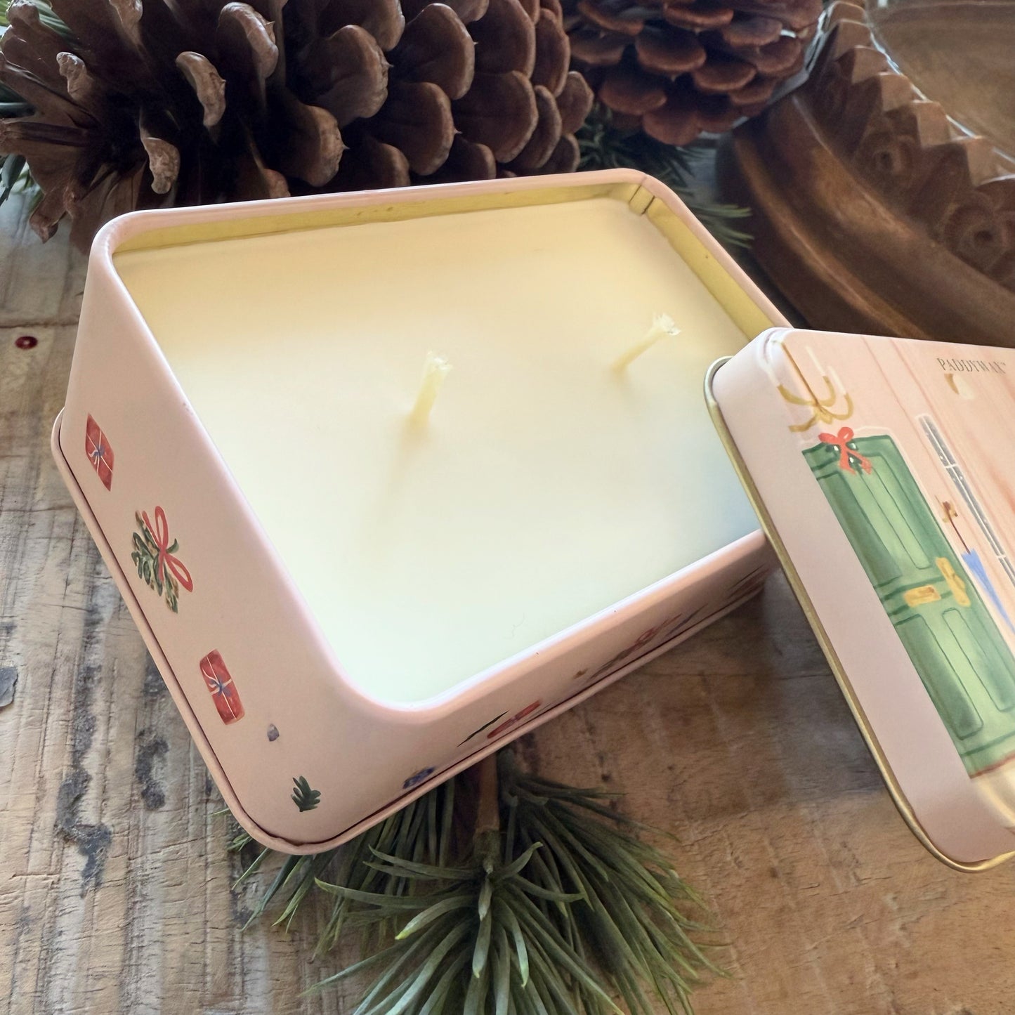 Pink Candle Holiday Tin