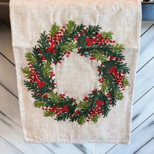 Wreath Christmas Table Runner
