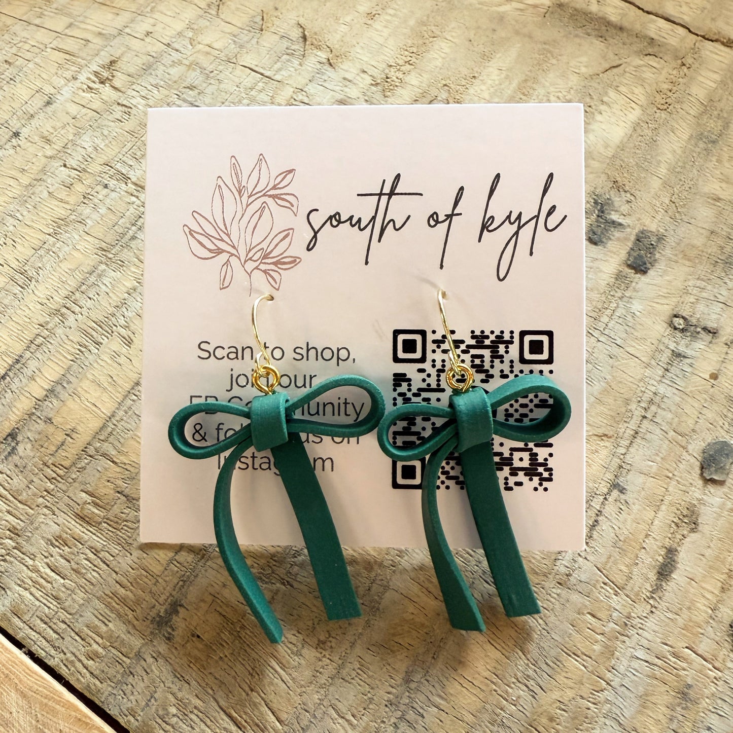 Bow Earrings - Green