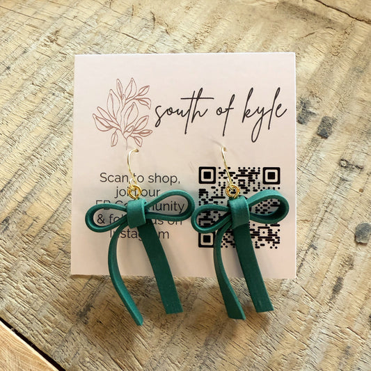 Bow Earrings - Green