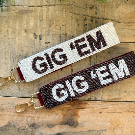 Gig ‘Em Beaded Wristlet