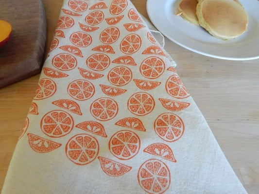 Oranges Handprinted Kitchen Towel