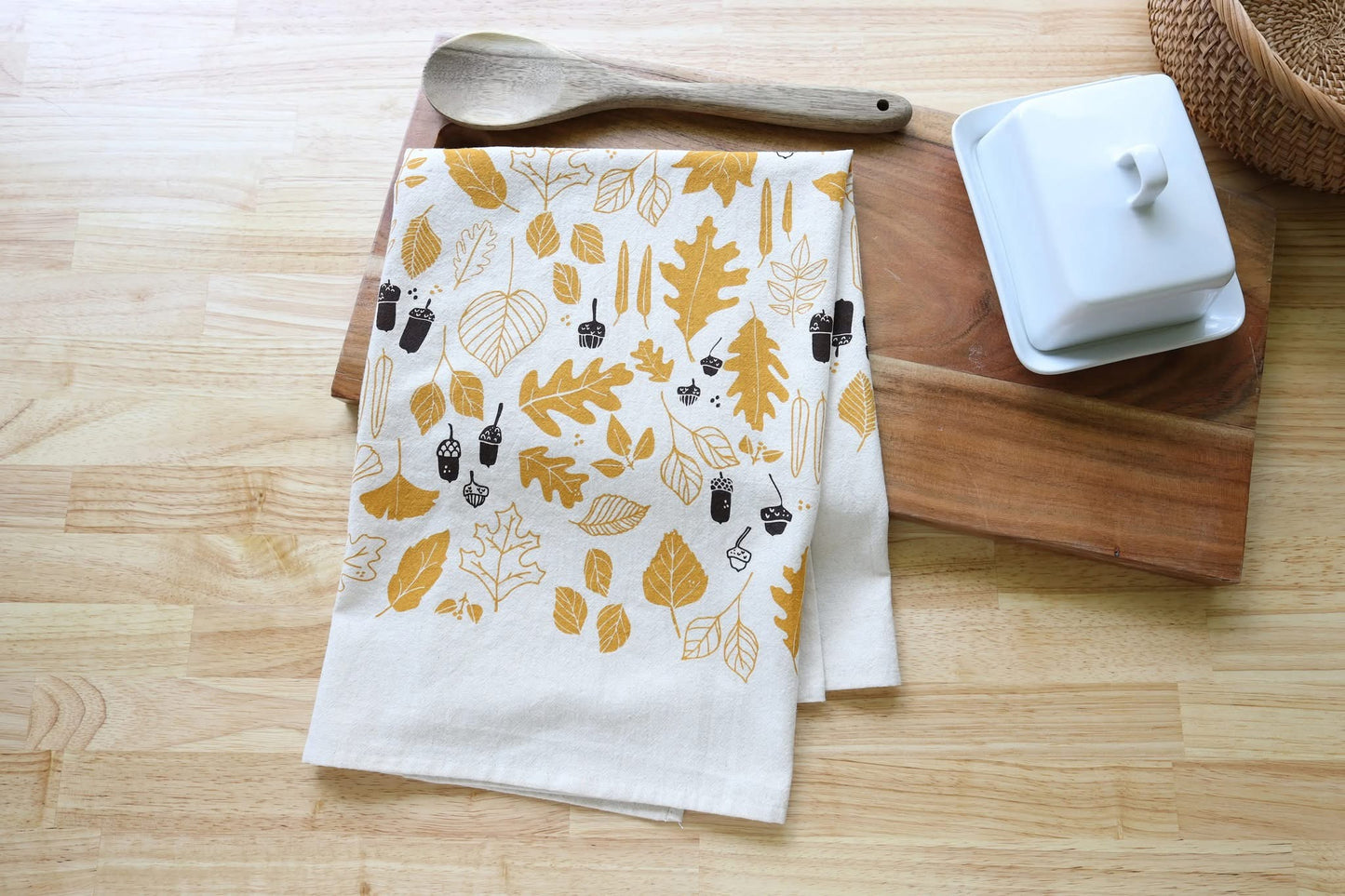 Autumn Leaves Handprinted Kitchen Towel