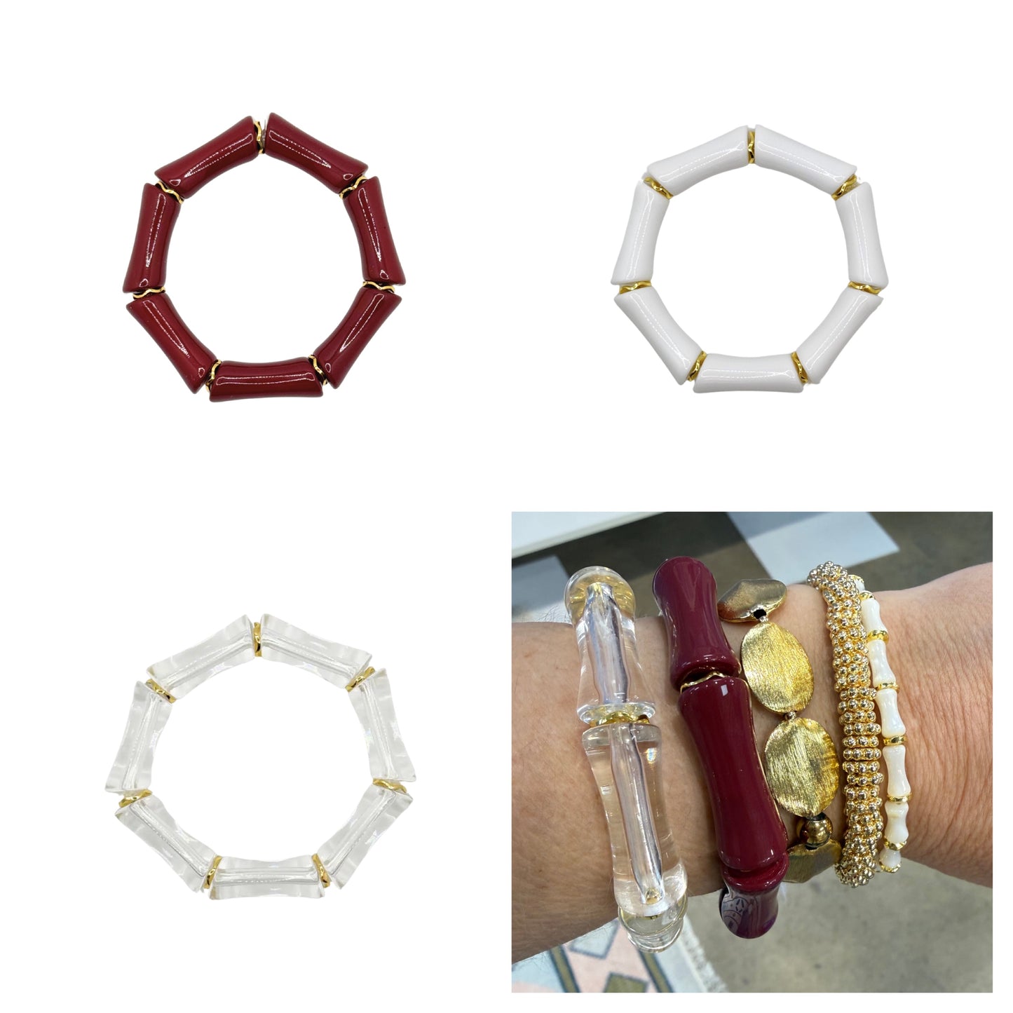 Acrylic Bamboo Bracelets + Gold Accents
