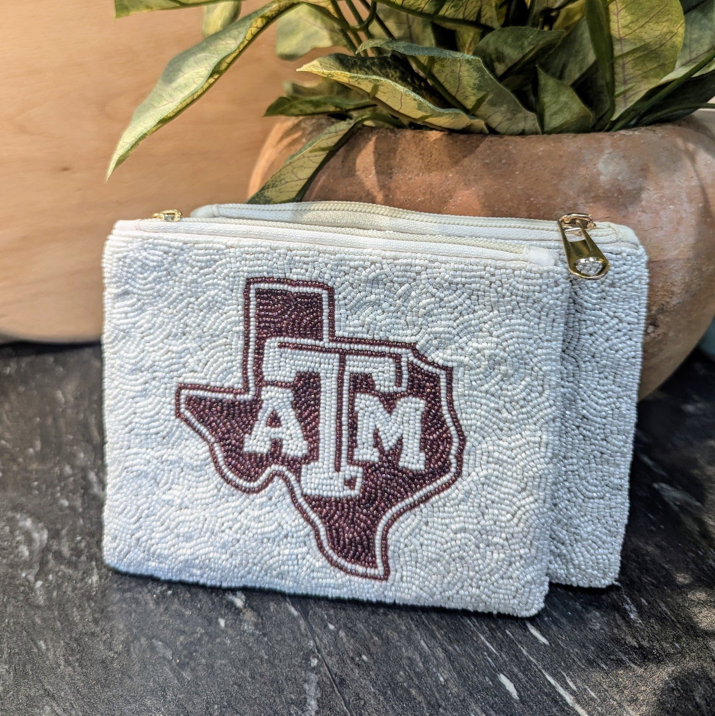 A&M Logo Beaded Privacy Pouch