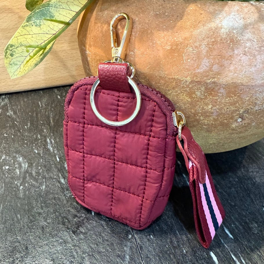 Quilted Clip-on Pouch - Maroon
