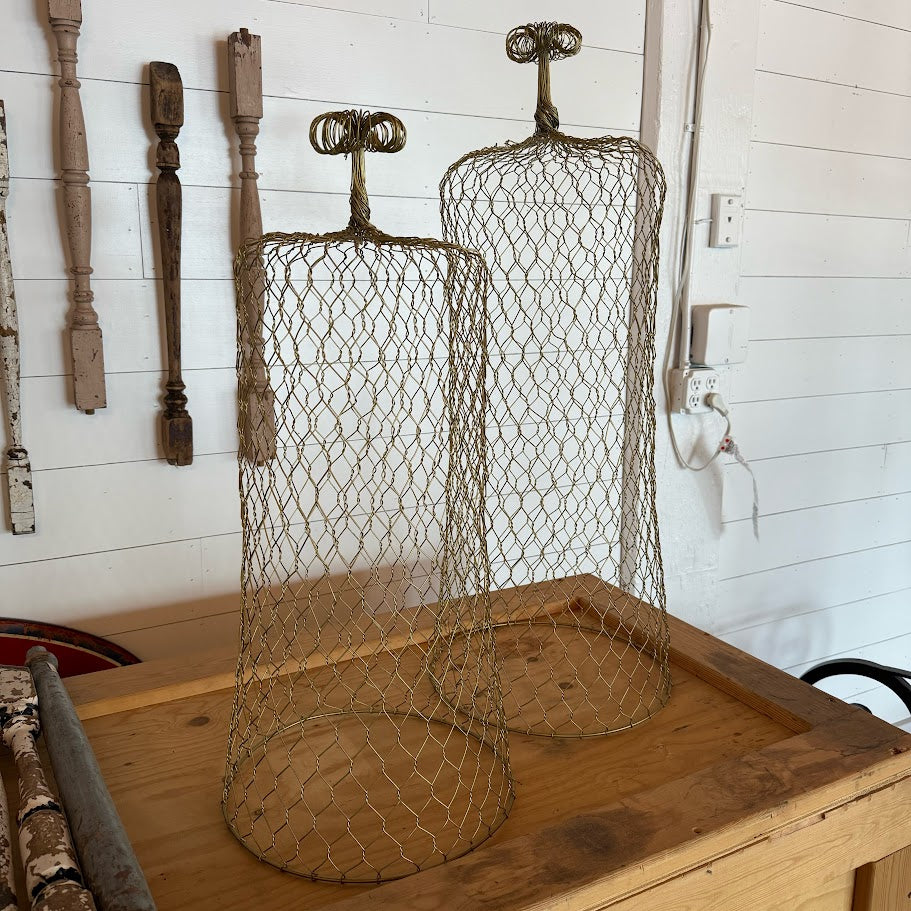Wire Cloche Topiaries - Old Gold