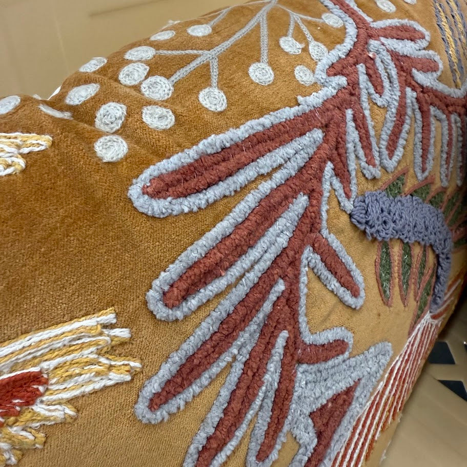 Floral Embroidered Pillow