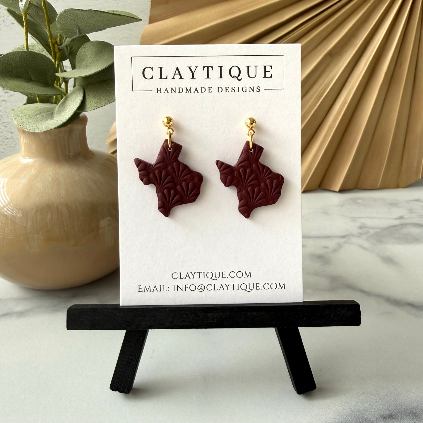 Maroon Handcrafted Large Dangle Earrings