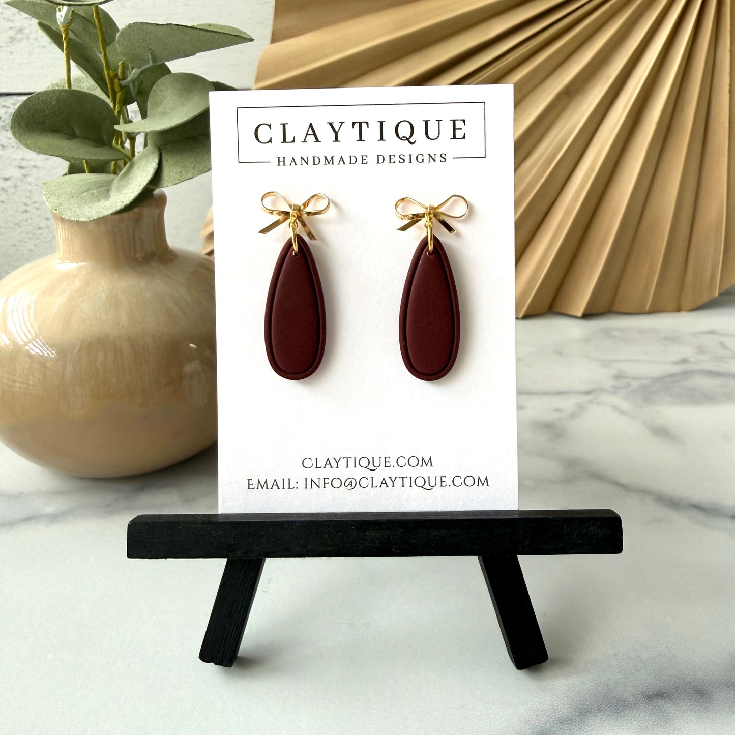 Maroon Handcrafted Large Dangle Earrings