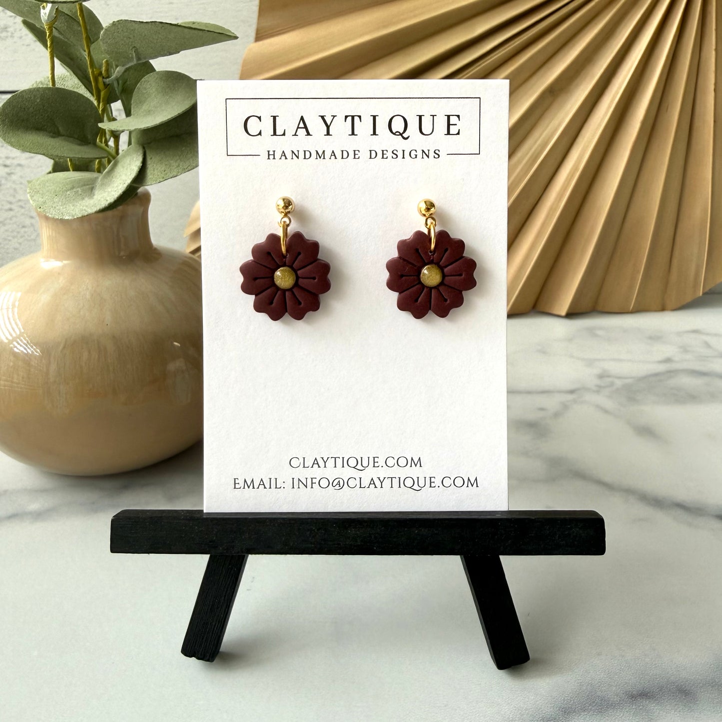 Maroon Handcrafted Small Dangle Earrings