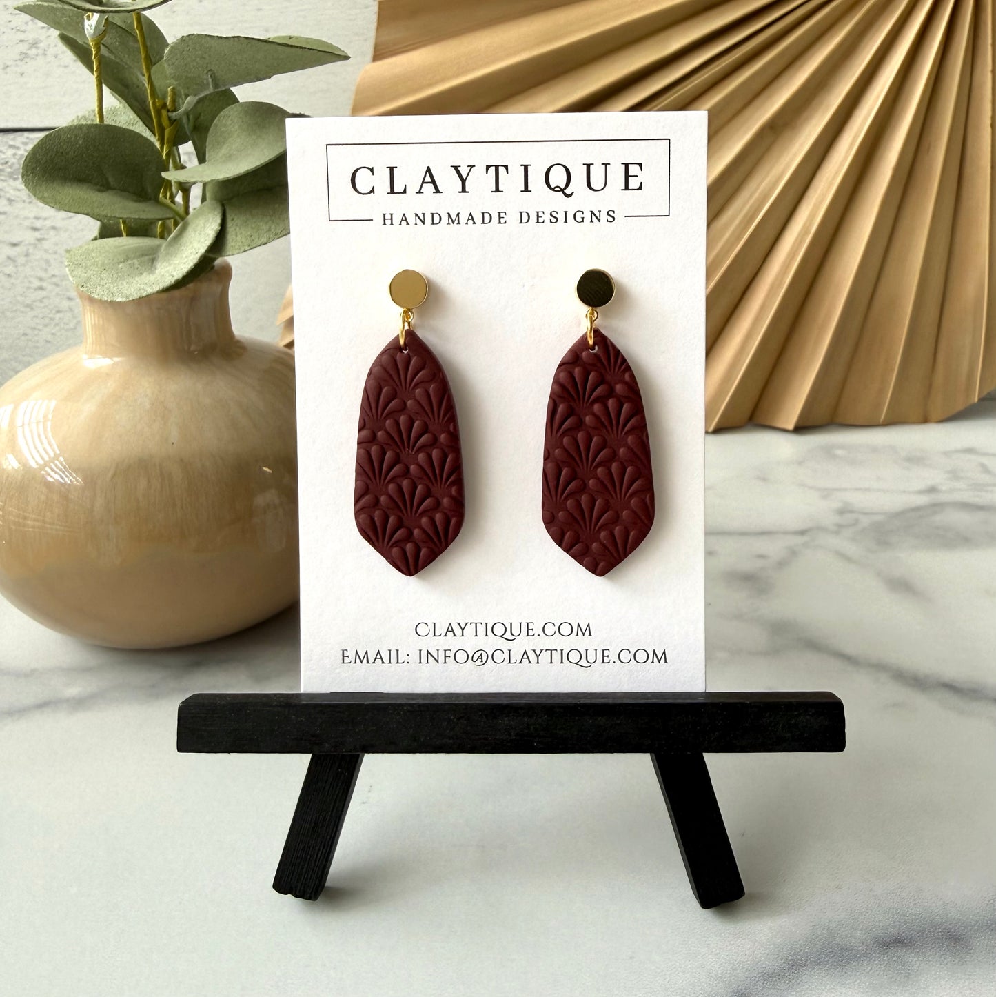 Maroon Handcrafted Large Dangle Earrings