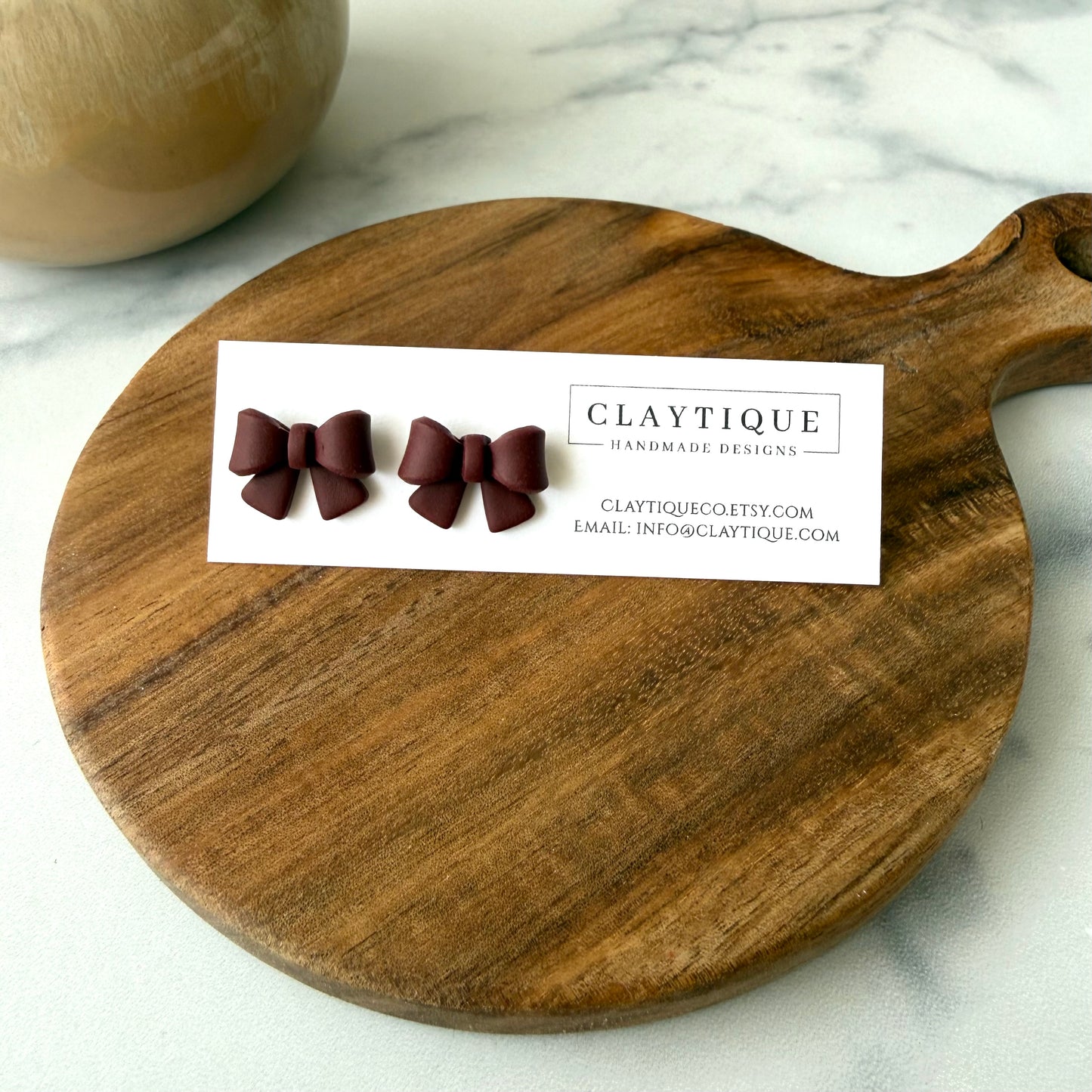 Maroon Handcrafted Clay Studs