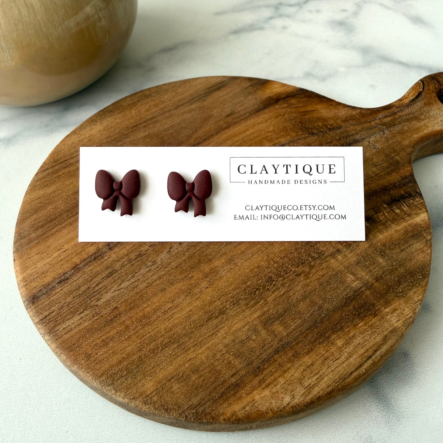 Maroon Handcrafted Clay Studs