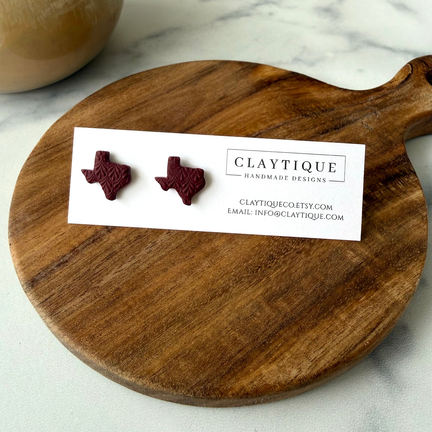 Maroon Handcrafted Clay Studs