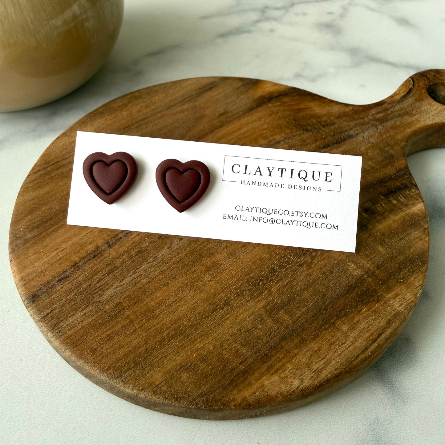 Maroon Handcrafted Clay Studs