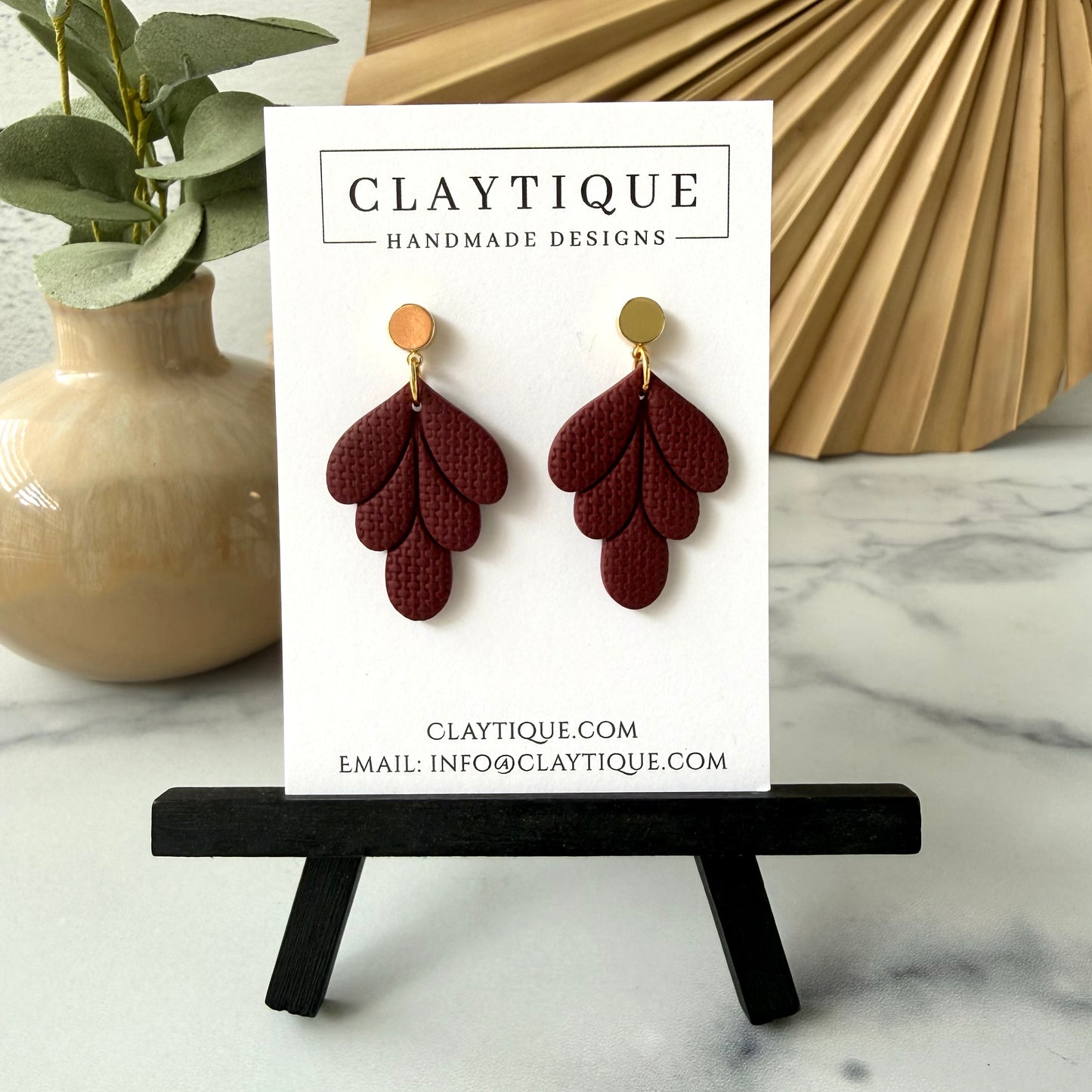 Maroon Handcrafted Small Dangle Earrings