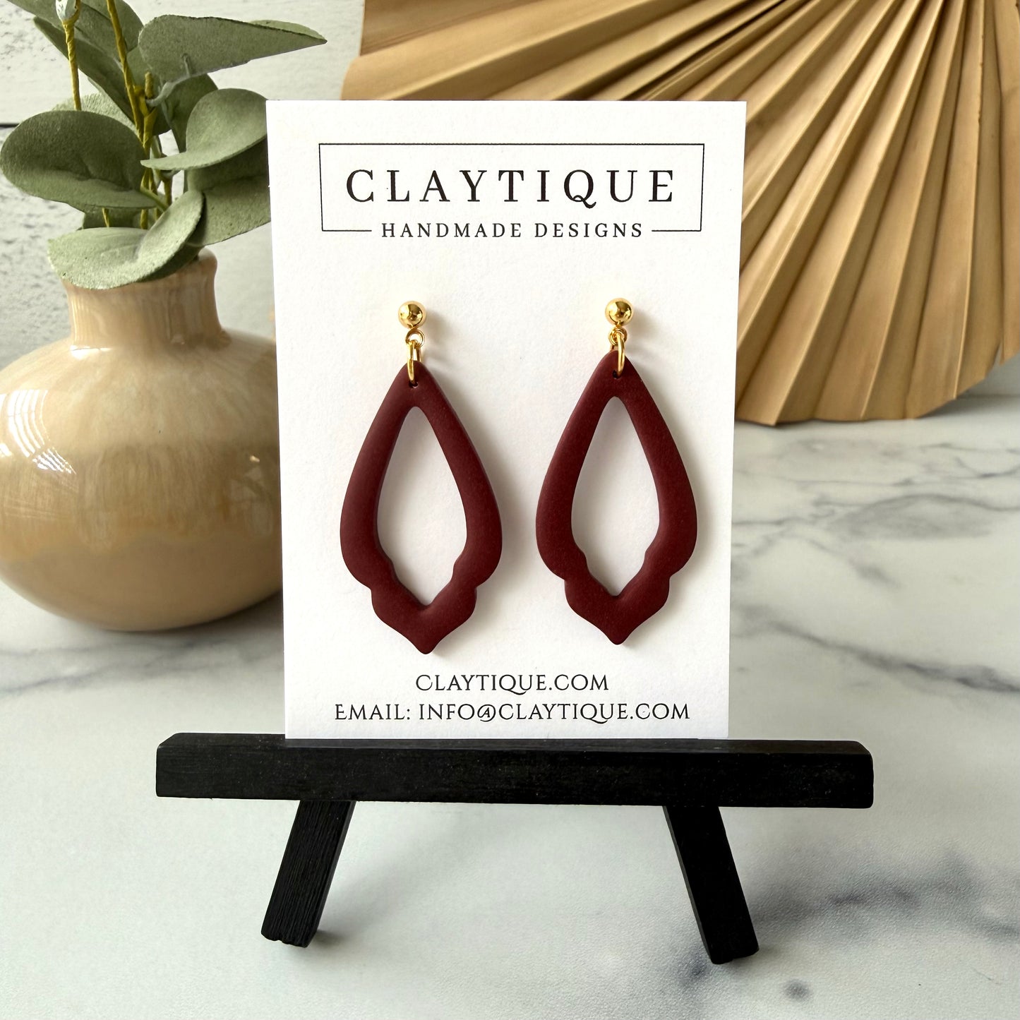 Maroon Handcrafted Large Dangle Earrings