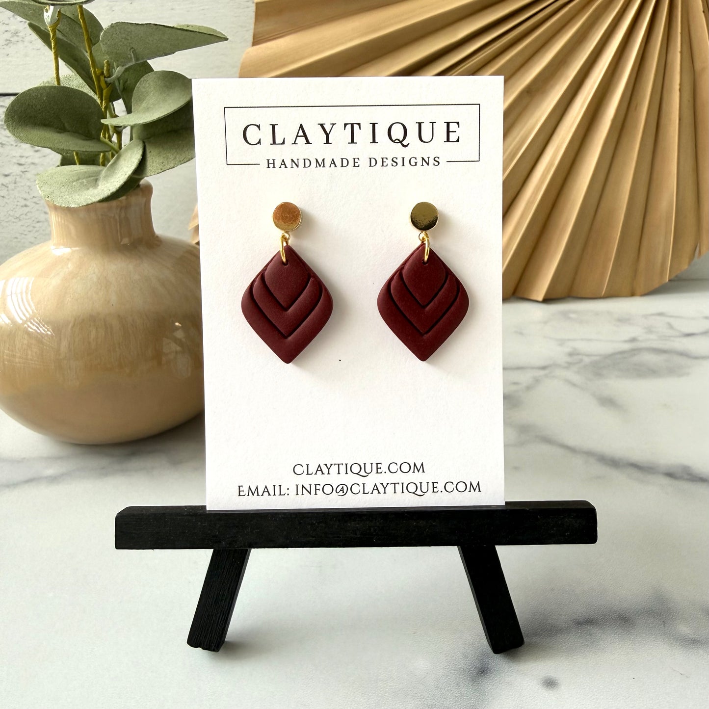 Maroon Handcrafted Small Dangle Earrings