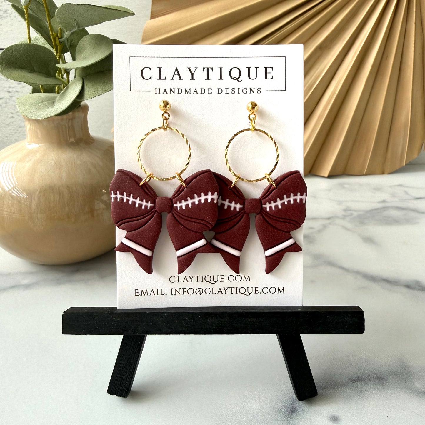 Maroon Tiered Handcrafted Clay Earrings