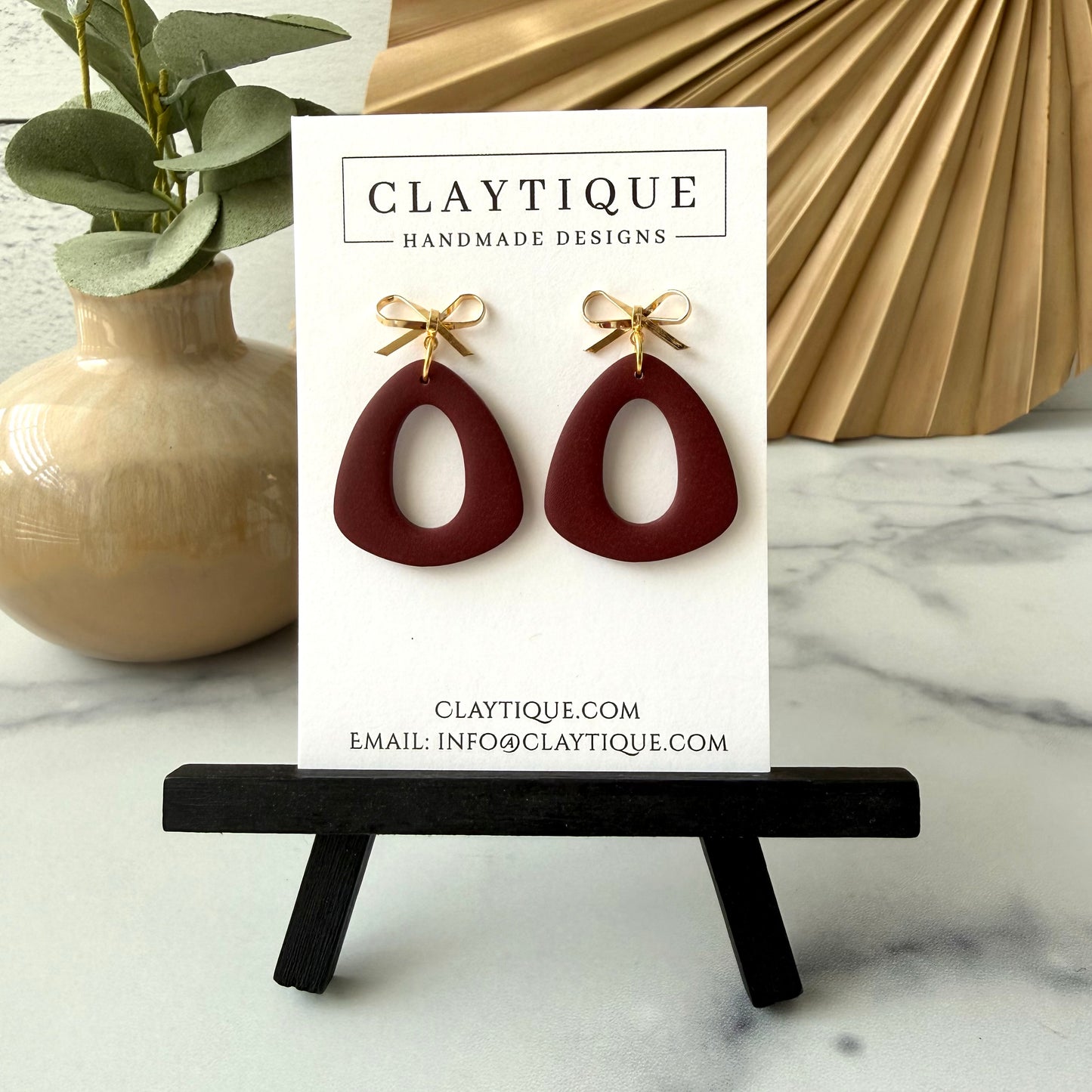 Maroon Handcrafted Small Dangle Earrings