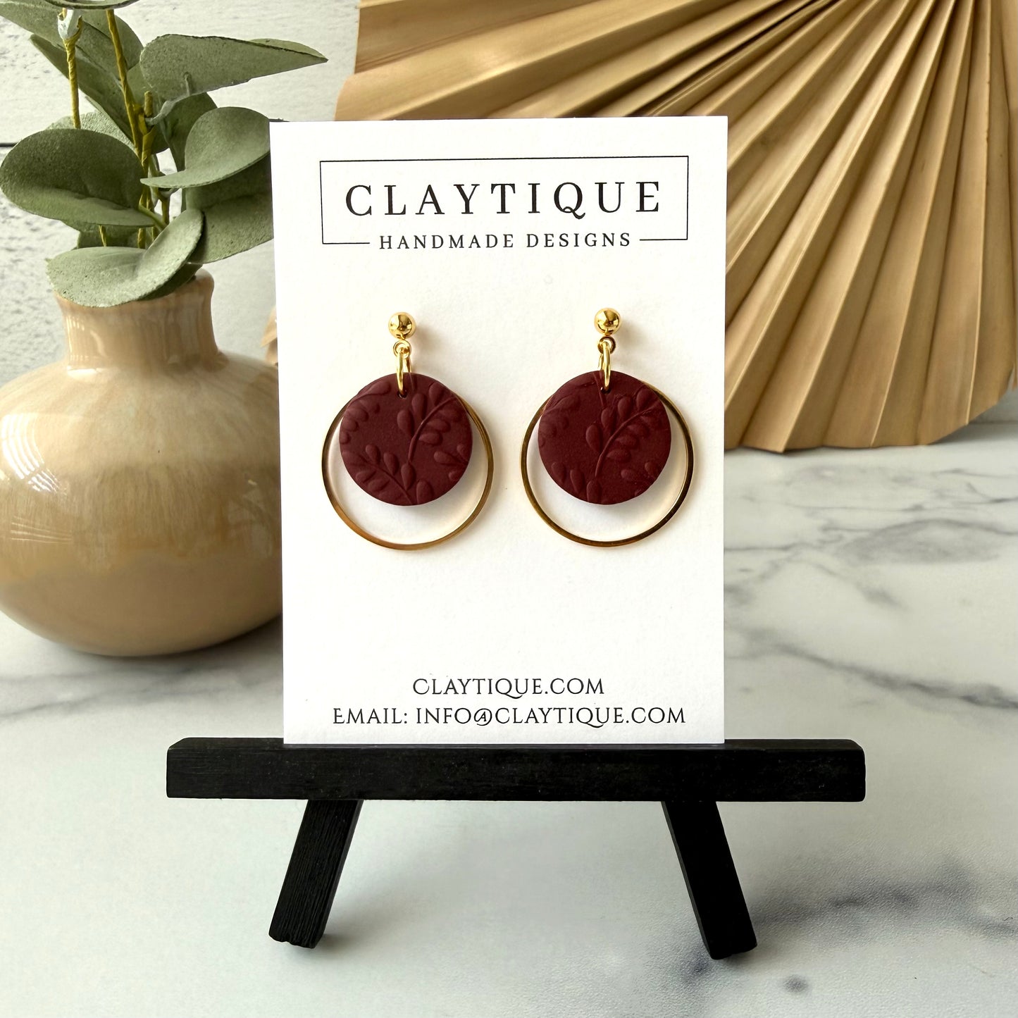 Maroon Handcrafted Large Dangle Earrings