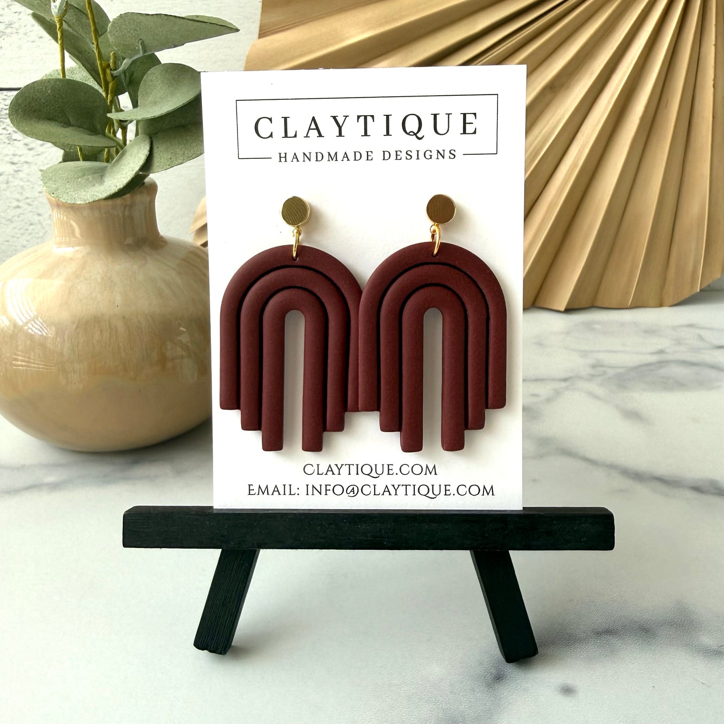 Maroon Handcrafted Large Dangle Earrings
