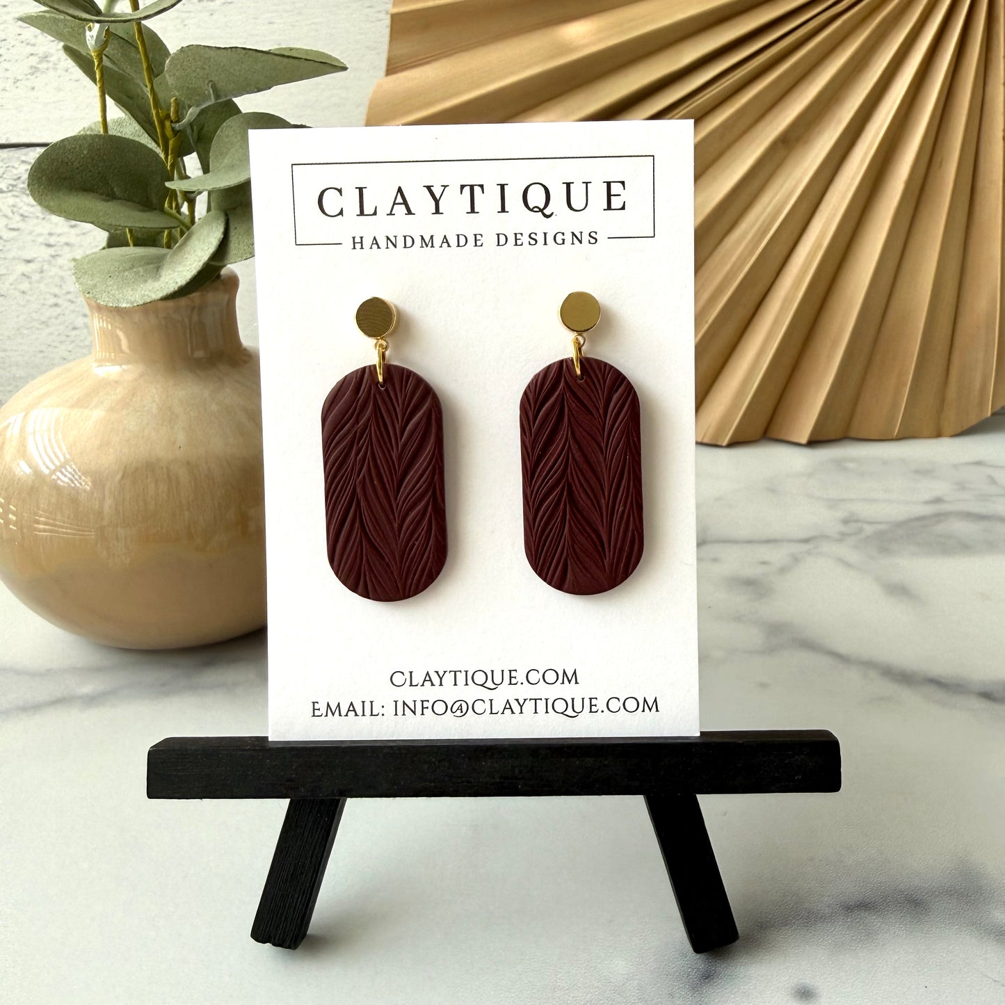 Maroon Handcrafted Large Dangle Earrings