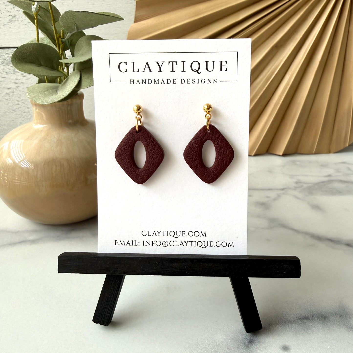 Maroon Handcrafted Small Dangle Earrings