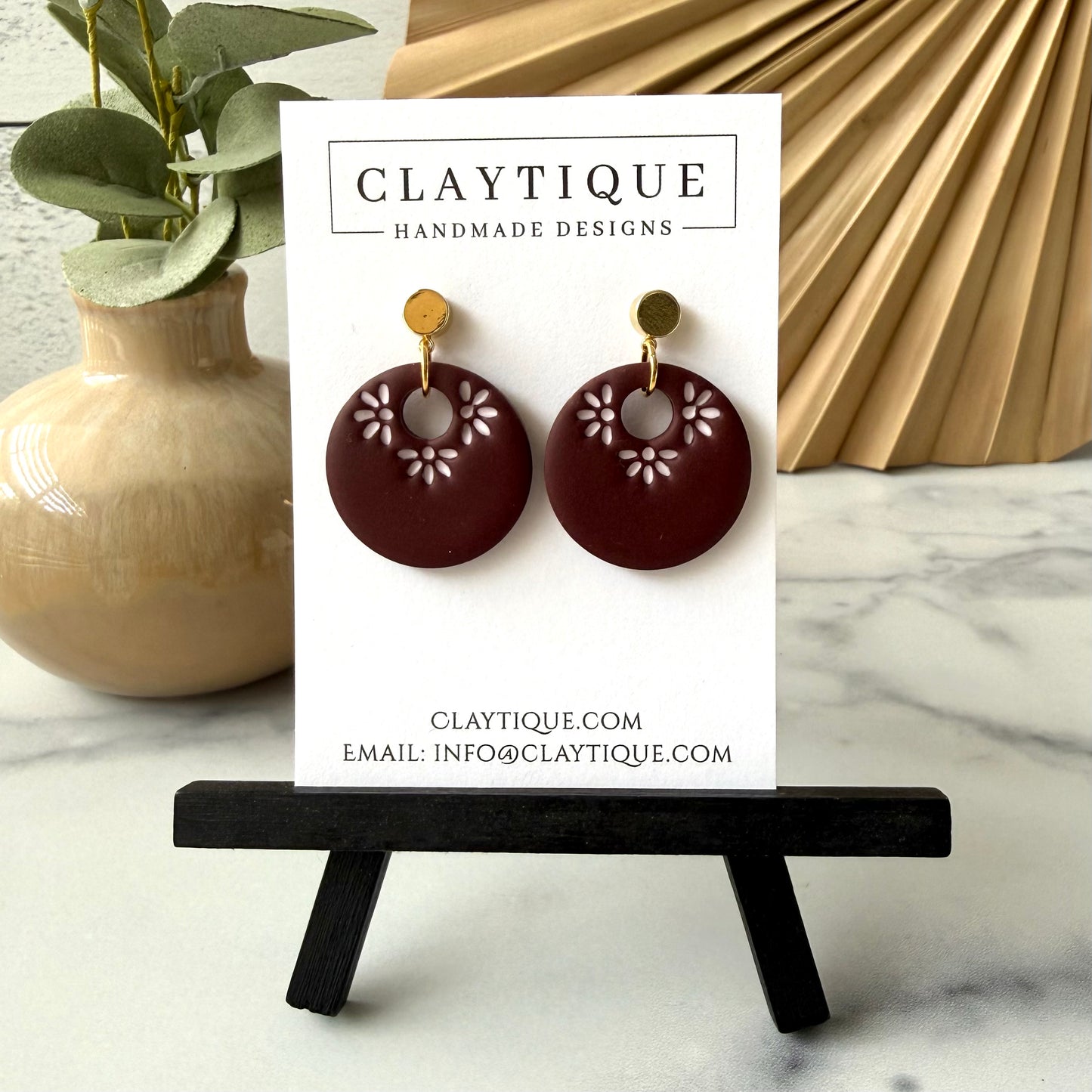 Maroon Handcrafted Large Dangle Earrings