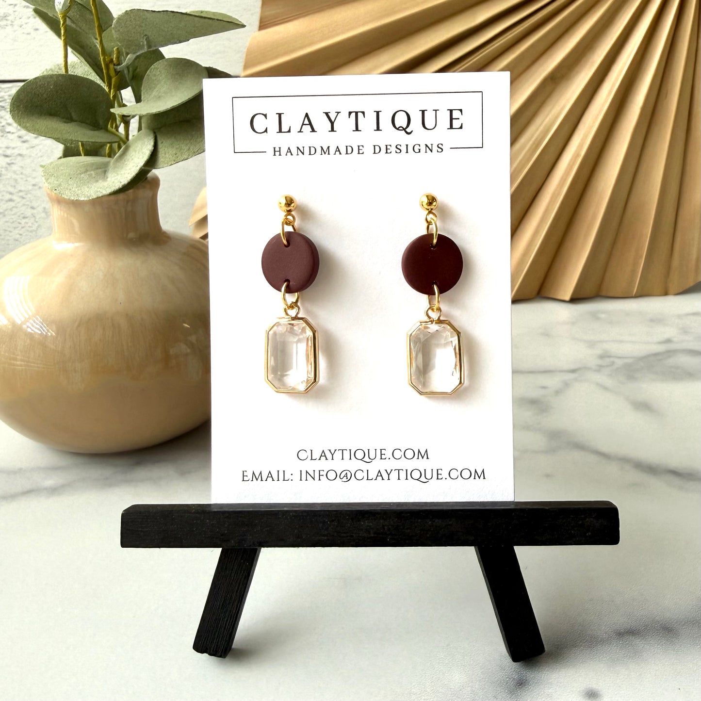 Maroon Tiered Handcrafted Clay Earrings