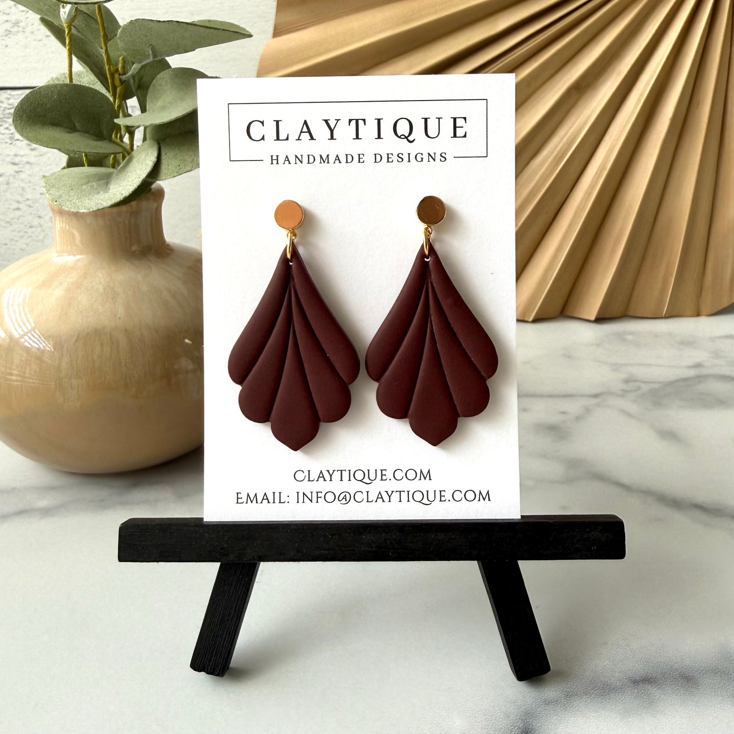 Maroon Handcrafted Large Dangle Earrings