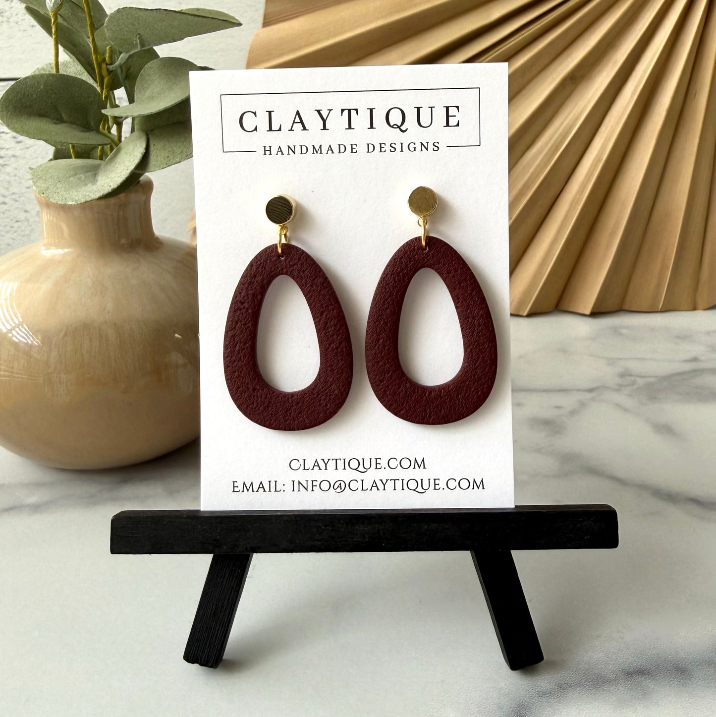 Maroon Handcrafted Large Dangle Earrings