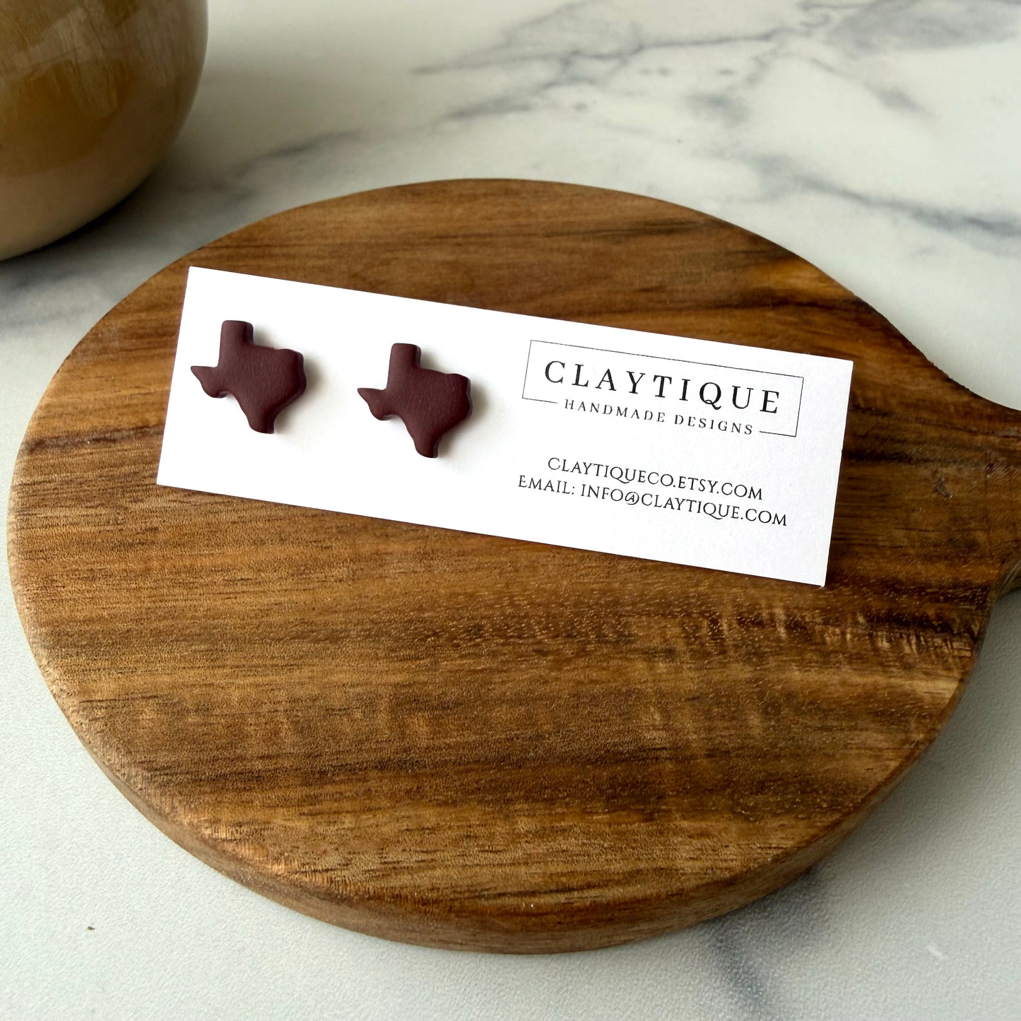 Maroon Handcrafted Clay Studs