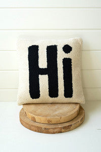 Hand-Hooked Pillow - Hi