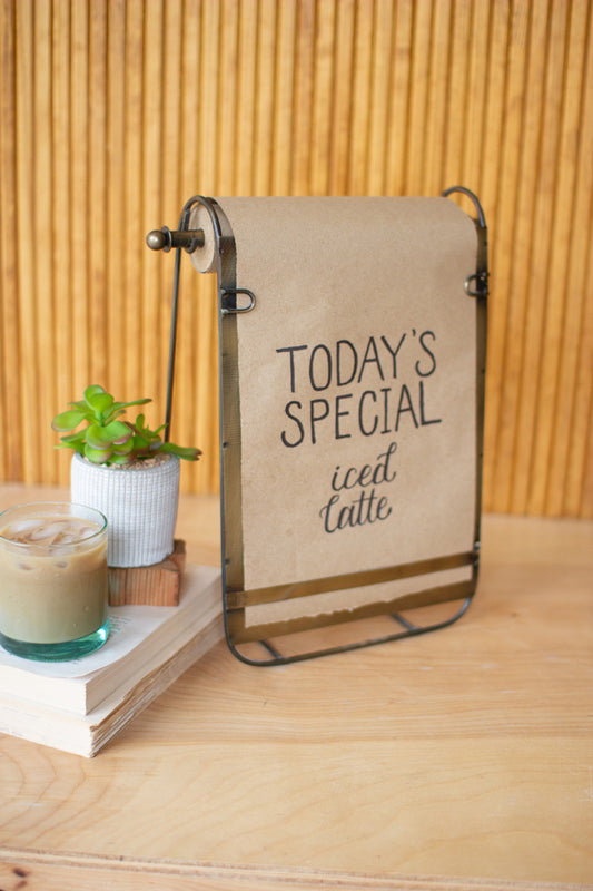 Tabletop Brass Note Roll + Easel