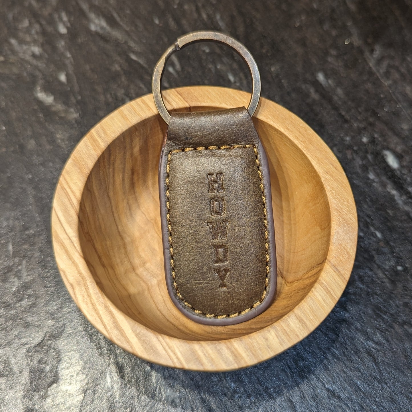 Howdy Leather Embossed Keychain