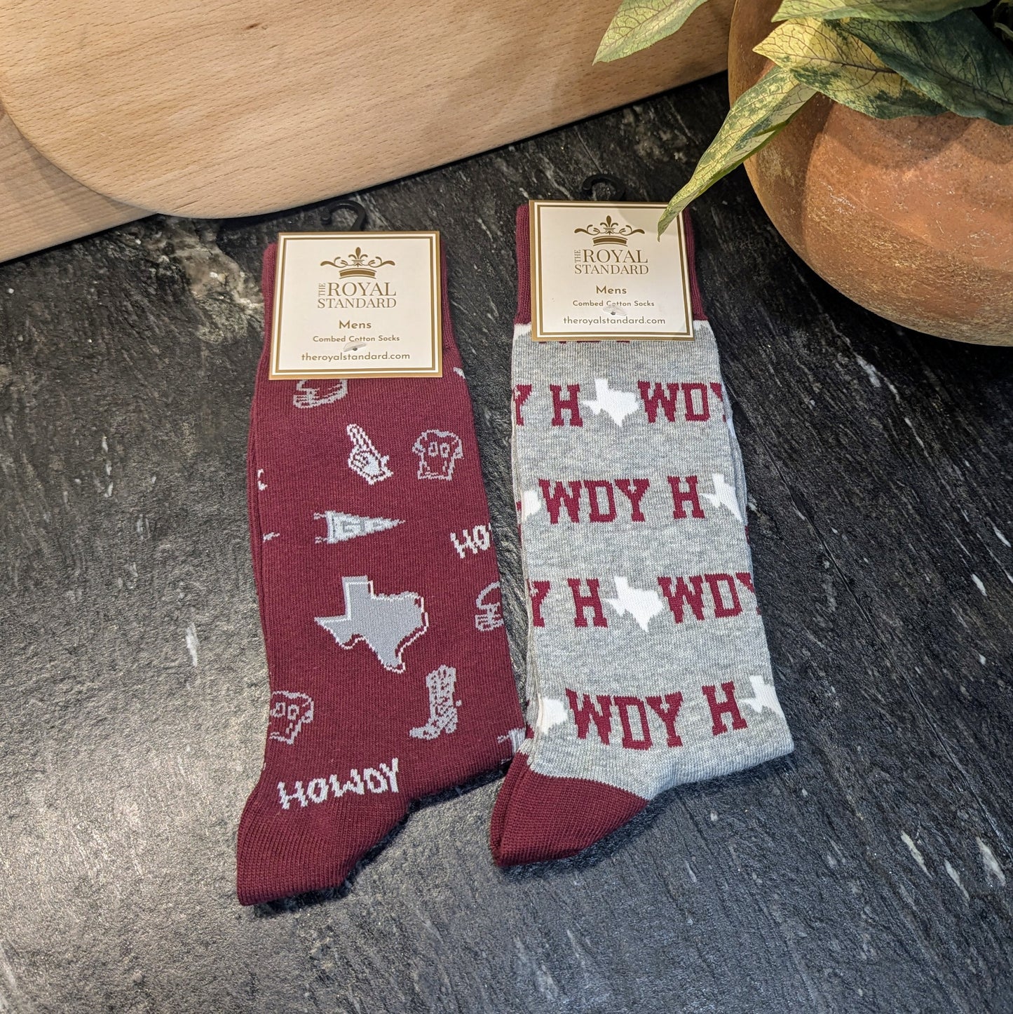 Howdy Socks in Maroon