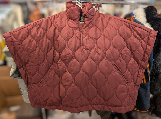 Quilted Puff Poncho - Maroon