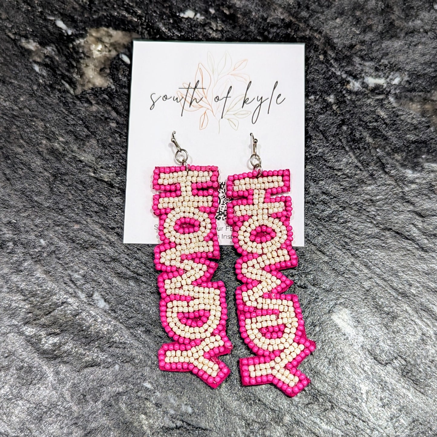 Howdy Beaded Earrings - Pink